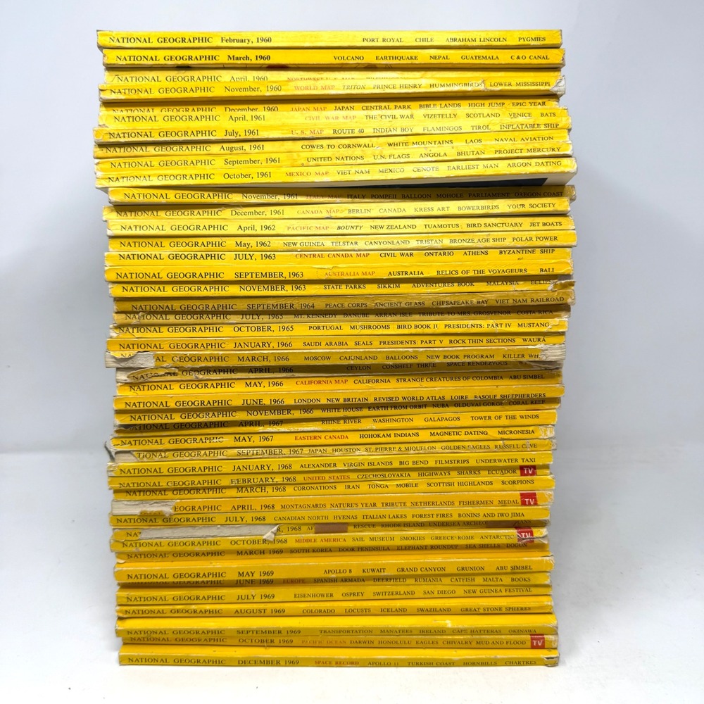 Vintage National Geographic Magazine Lot 45 Issues 1960-1969 Space Race History